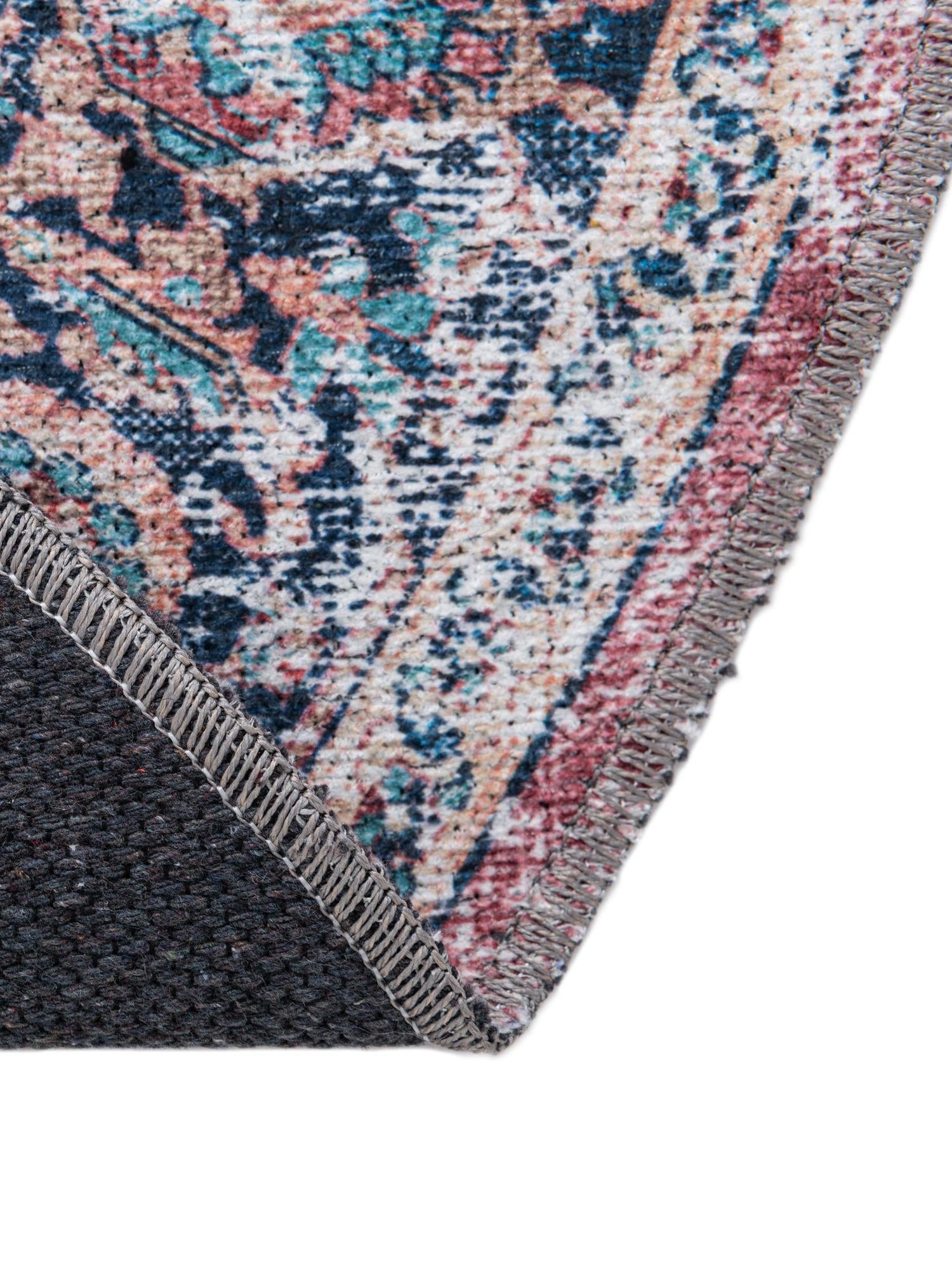 Washable Navy Blue 7' 10 x 7' 10 Yara Round Area Rug Easy to Clean Stain Resistant & Durable Polyester & Chenille Carpet for Sale at Rug Engine