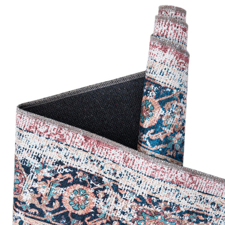 Washable Navy Blue 7' 10 x 7' 10 Yara Square Area Rug Easy to Clean Stain Resistant & Durable Polyester & Chenille Carpet for Sale at Rug Engine