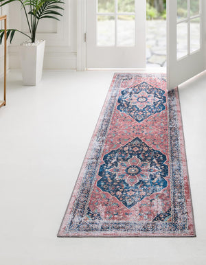 Washable Navy Blue 2' x 5' Yara Runner Area Rug Easy to Clean Stain Resistant & Durable Polyester & Chenille Carpet for Sale at Rug Engine