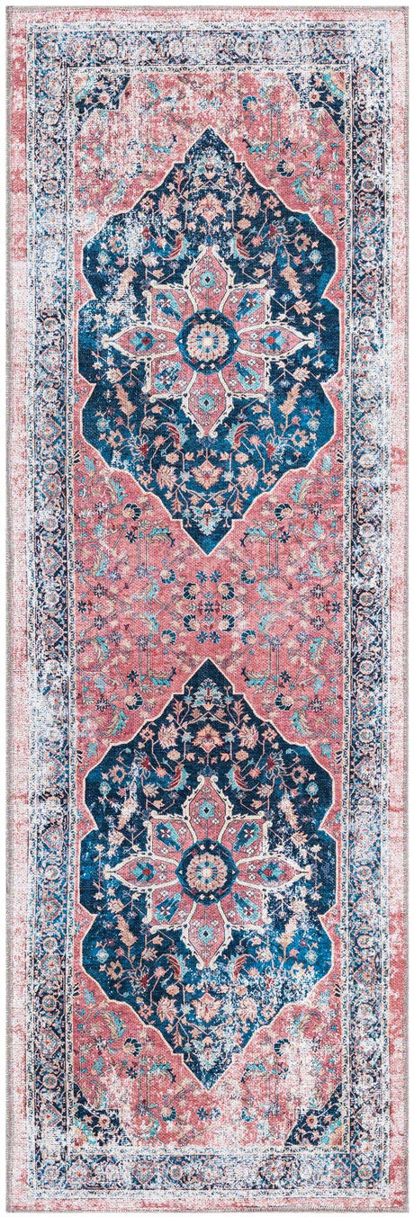 Washable Navy Blue 2' x 6' Yara Runner Area Rug Easy to Clean Stain Resistant & Durable Polyester & Chenille Carpet for Sale at Rug Engine