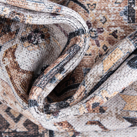 Washable Ivory Almond 7' 10 x 10' Yara Rectangle Area Rug Easy to Clean Stain Resistant & Durable