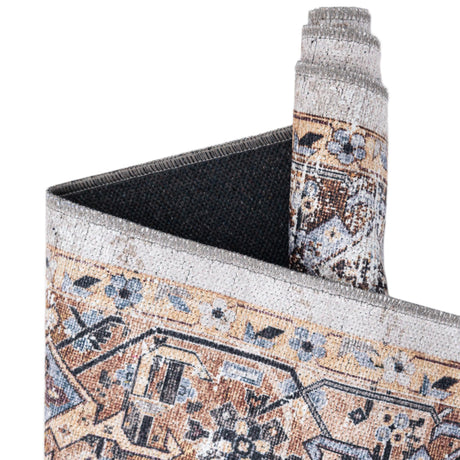 Washable Ivory Almond 7' 10 x 10' Yara Rectangle Area Rug Easy to Clean Stain Resistant & Durable