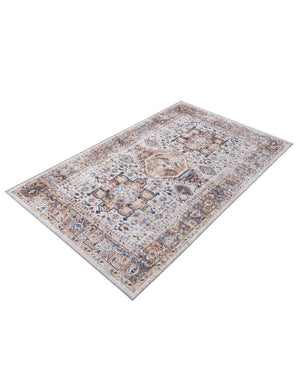 Washable Ivory Almond 5' x 8' Yara Rectangle Area Rug Easy to Clean Stain Resistant & Durable Polyester & Chenille Carpet for Sale at Rug Engine