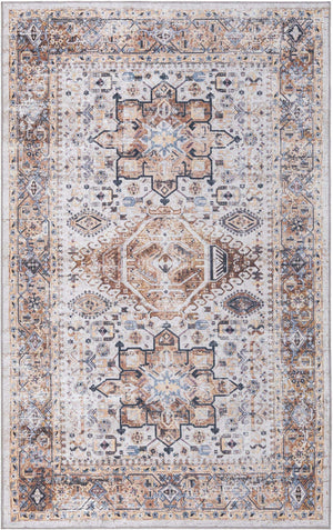 Washable Ivory Almond 5' x 8' Yara Rectangle Area Rug Easy to Clean Stain Resistant & Durable Polyester & Chenille Carpet for Sale at Rug Engine