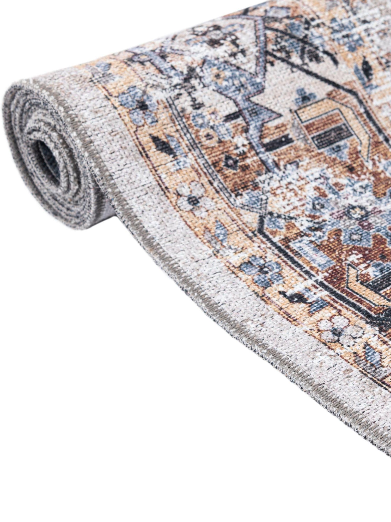 Washable Ivory Almond 5' 3 x 5' 3 Yara Round Area Rug Easy to Clean Stain Resistant & Durable Polyester & Chenille Carpet for Sale at Rug Engine