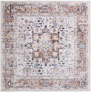 Washable Ivory Almond 7' 10 x 7' 10 Yara Square Area Rug Easy to Clean Stain Resistant & Durable Polyester & Chenille Carpet for Sale at Rug Engine