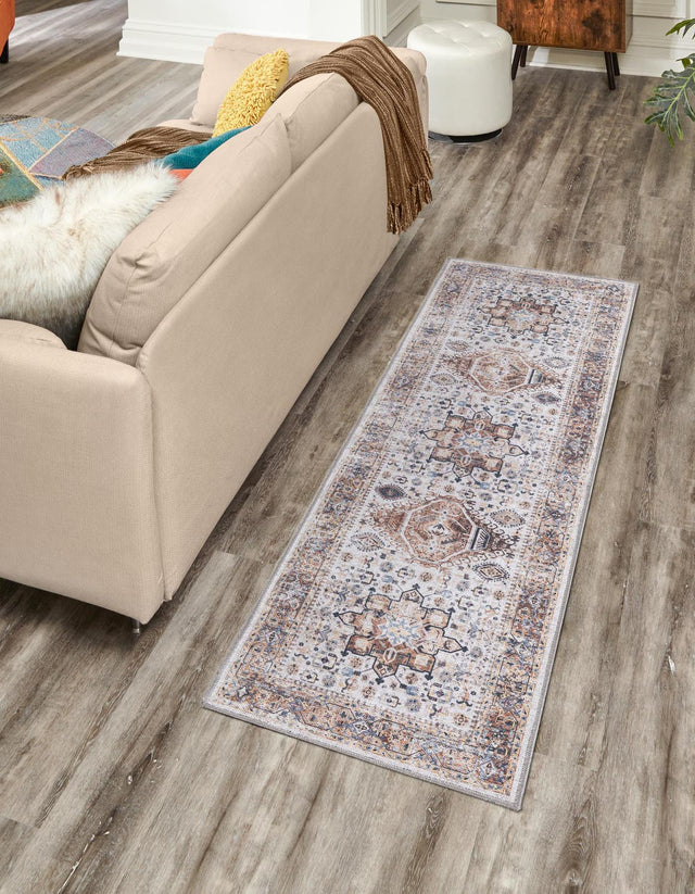 Washable Ivory Almond 2' 11 x 19' 8 Yara Runner Area Rug Easy to Clean Stain Resistant & Durable Polyester & Chenille Carpet for Sale at Rug Engine