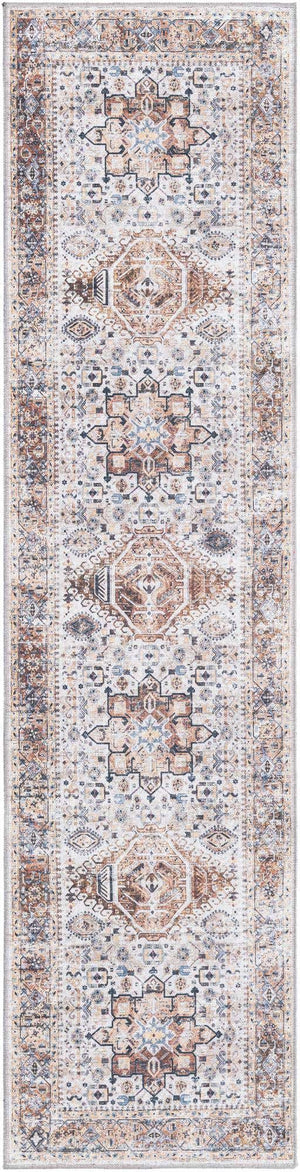 Washable Ivory Almond 2' x 8' Yara Runner Area Rug Easy to Clean Stain Resistant & Durable Polyester & Chenille Carpet for Sale at Rug Engine
