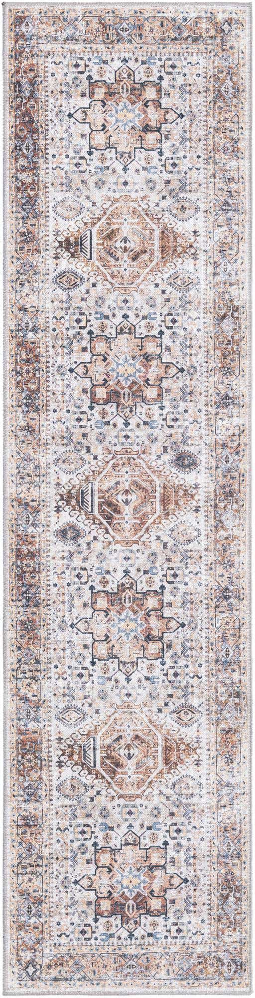Washable Ivory Almond 2' x 8' Yara Runner Area Rug Easy to Clean Stain Resistant & Durable Polyester & Chenille Carpet for Sale at Rug Engine