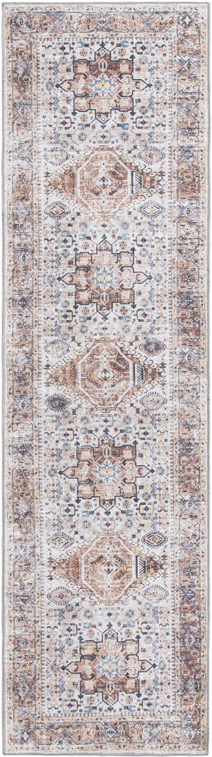 Washable Ivory Almond 2' 7 x 10' Yara Runner Area Rug Easy to Clean Stain Resistant & Durable Polyester & Chenille Carpet for Sale at Rug Engine
