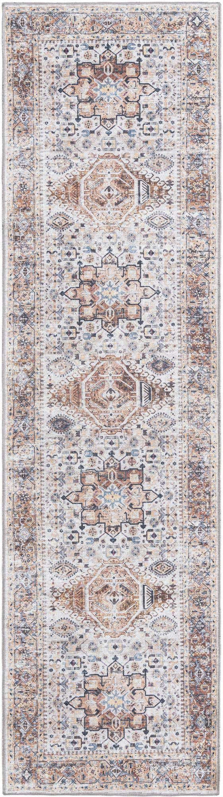 Washable Ivory Almond 2' 7 x 10' Yara Runner Area Rug Easy to Clean Stain Resistant & Durable Polyester & Chenille Carpet for Sale at Rug Engine
