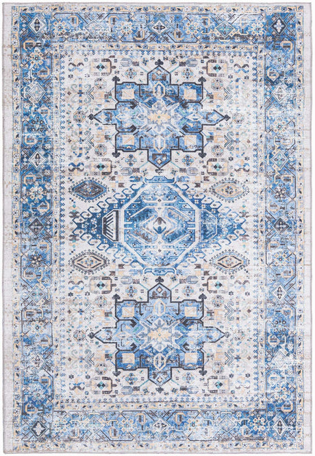 Washable Royal Blue 6' x 9' Yara Rectangle Area Rug Easy to Clean Stain Resistant & Durable Polyester & Chenille Carpet for Sale at Rug Engine