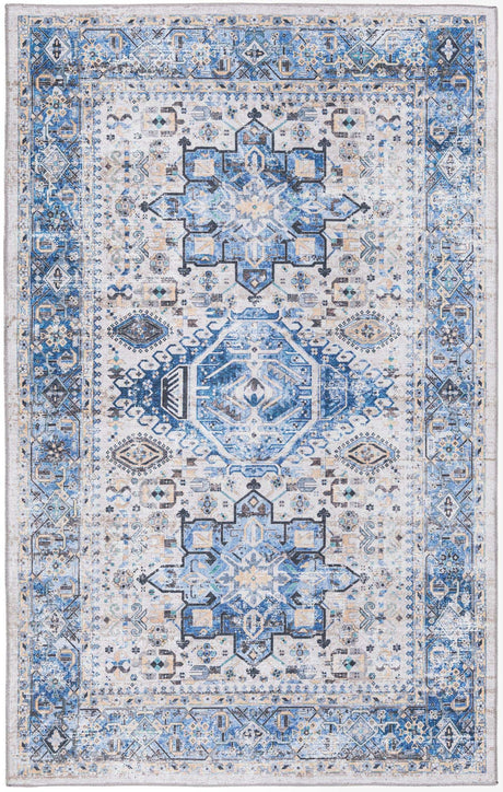 Royal Blue 5' x 8' Yara Washable Rectangle Rug