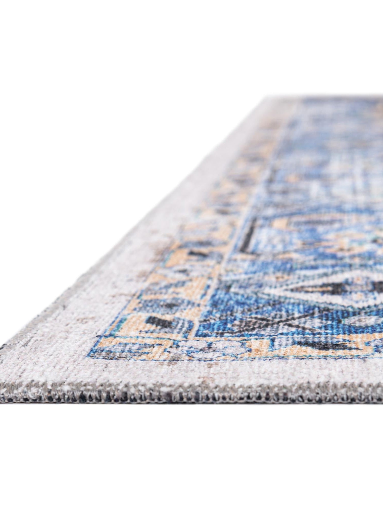 Washable Royal Blue 2' x 5' Yara Runner Area Rug Easy to Clean Stain Resistant & Durable