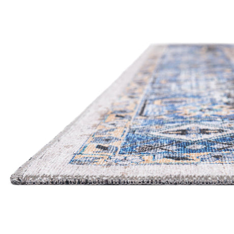 Washable Royal Blue 2' x 5' Yara Runner Area Rug Easy to Clean Stain Resistant & Durable