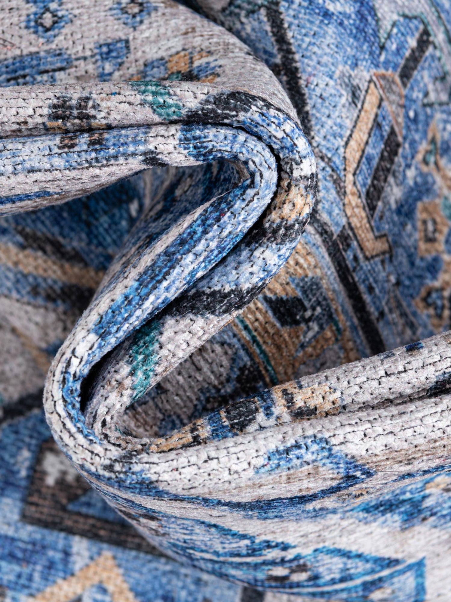 Washable Royal Blue 2' x 5' Yara Runner Area Rug Easy to Clean Stain Resistant & Durable