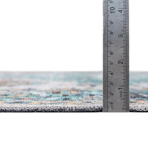 Washable Aqua Green 2' x 3' Yara Rectangle Area Rug Easy to Clean Stain Resistant & Durable Polyester & Chenille Carpet for Sale at Rug Engine