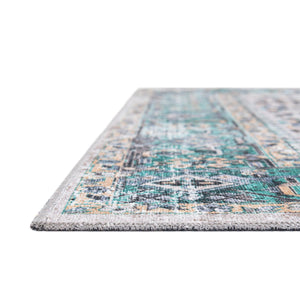 Washable Aqua Green 2' x 3' Yara Rectangle Area Rug Easy to Clean Stain Resistant & Durable Polyester & Chenille Carpet for Sale at Rug Engine