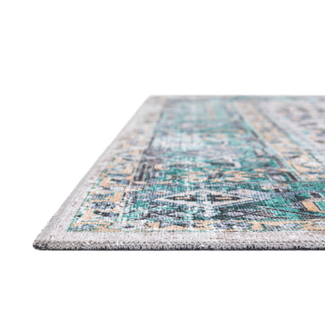 Washable Aqua Green 2' x 3' Yara Rectangle Area Rug Easy to Clean Stain Resistant & Durable Polyester & Chenille Carpet for Sale at Rug Engine