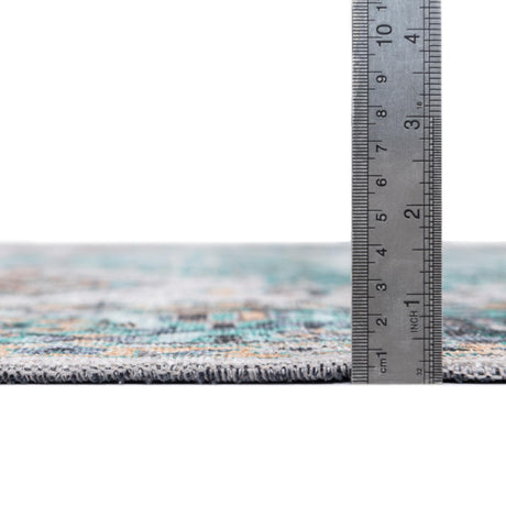 Washable Aqua Green 5' x 5' Yara Octagon Area Rug Easy to Clean Stain Resistant & Durable Polyester & Chenille Carpet for Sale at Rug Engine