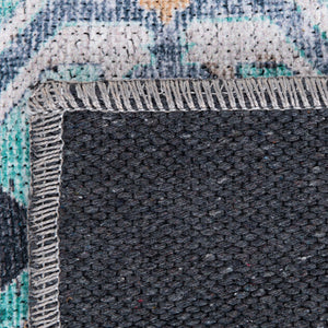 Washable Aqua Green 5' x 5' Yara Octagon Area Rug Easy to Clean Stain Resistant & Durable Polyester & Chenille Carpet for Sale at Rug Engine