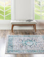Washable Aqua Green 7' 10 x 7' 10 Yara Square Area Rug Easy to Clean Stain Resistant & Durable Polyester & Chenille Carpet for Sale at Rug Engine