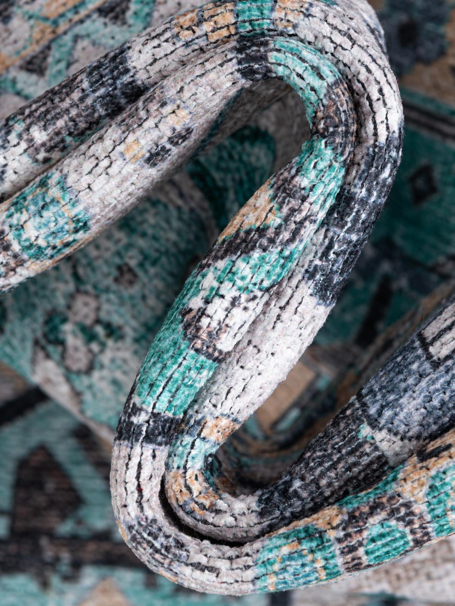 Washable Aqua Green 2' x 8' Yara Runner Area Rug Easy to Clean Stain Resistant & Durable Polyester & Chenille Carpet for Sale at Rug Engine