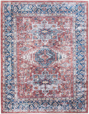 Washable Rust Red 7' 10 x 10' Yara Rectangle Area Rug Easy to Clean Stain Resistant & Durable Polyester & Chenille Carpet for Sale at Rug Engine
