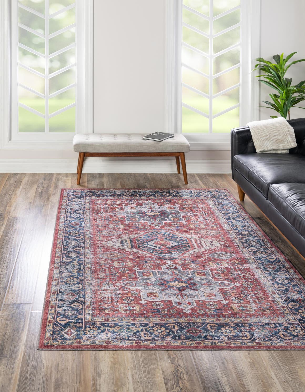 Washable Rust Red 2' x 3' Yara Rectangle Area Rug Easy to Clean Stain Resistant & Durable Polyester & Chenille Carpet for Sale at Rug Engine
