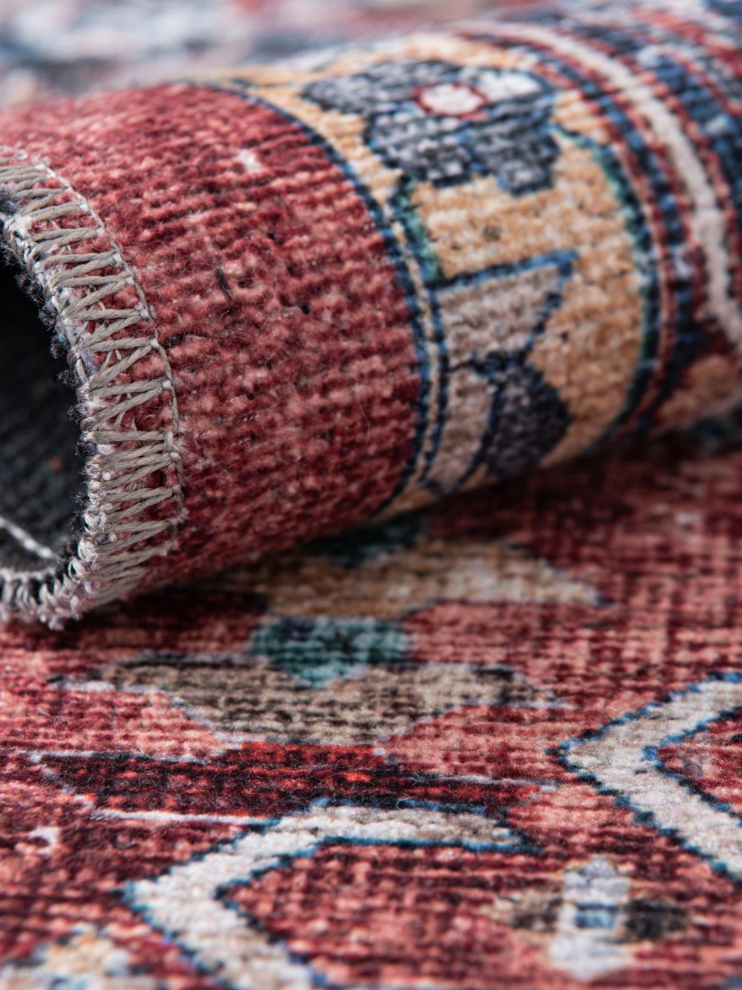 Washable Rust Red 6' x 9' Yara Rectangle Area Rug Easy to Clean Stain Resistant & Durable Polyester & Chenille Carpet for Sale at Rug Engine
