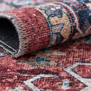 Washable Rust Red 4' x 6' Yara Rectangle Area Rug Easy to Clean Stain Resistant & Durable Polyester & Chenille Carpet for Sale at Rug Engine
