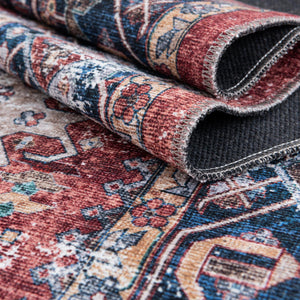 Washable Rust Red 2' x 3' Yara Rectangle Area Rug Easy to Clean Stain Resistant & Durable Polyester & Chenille Carpet for Sale at Rug Engine