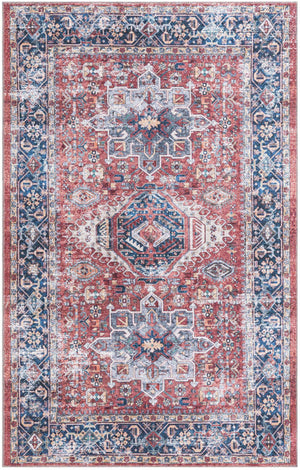 Washable Rust Red 5' x 8' Yara Rectangle Area Rug Easy to Clean Stain Resistant & Durable Polyester & Chenille Carpet for Sale at Rug Engine