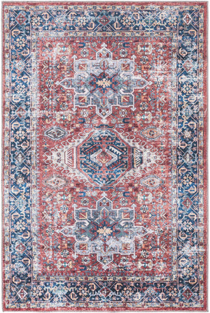 Washable Rust Red 4' x 6' Yara Rectangle Area Rug Easy to Clean Stain Resistant & Durable Polyester & Chenille Carpet for Sale at Rug Engine