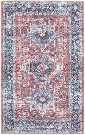 Washable Rust Red 2' x 3' Yara Rectangle Area Rug Easy to Clean Stain Resistant & Durable Polyester & Chenille Carpet for Sale at Rug Engine