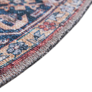 Washable Rust Red 4' x 4' Yara Round Area Rug Easy to Clean Stain Resistant & Durable Polyester & Chenille Carpet for Sale at Rug Engine