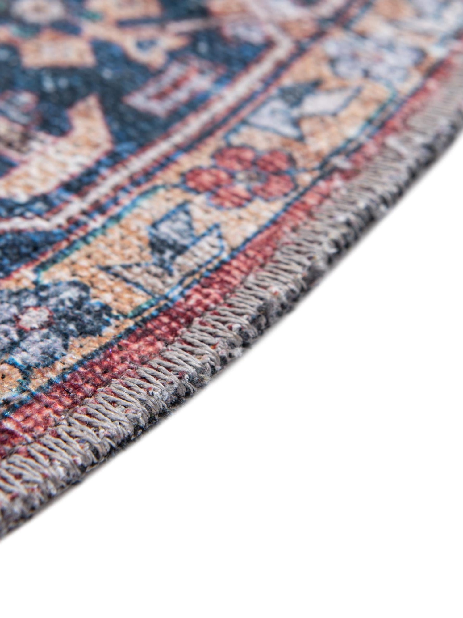 Washable Rust Red 6' x 6' Yara Round Area Rug Easy to Clean Stain Resistant & Durable Polyester & Chenille Carpet for Sale at Rug Engine