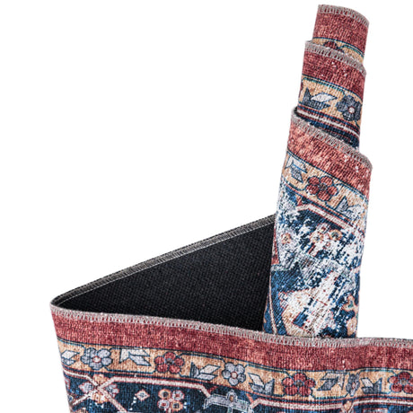 Washable Rust Red 6' x 6' Yara Round Area Rug Easy to Clean Stain Resistant & Durable Polyester & Chenille Carpet for Sale at Rug Engine