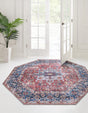 Washable Rust Red 7' 10 x 7' 10 Yara Octagon Area Rug Easy to Clean Stain Resistant & Durable Polyester & Chenille Carpet for Sale at Rug Engine
