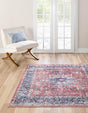 Washable Rust Red 5' x 5' Yara Square Area Rug Easy to Clean Stain Resistant & Durable Polyester & Chenille Carpet for Sale at Rug Engine