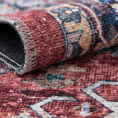 Washable Rust Red 7' 10 x 7' 10 Yara Square Area Rug Easy to Clean Stain Resistant & Durable Polyester & Chenille Carpet for Sale at Rug Engine