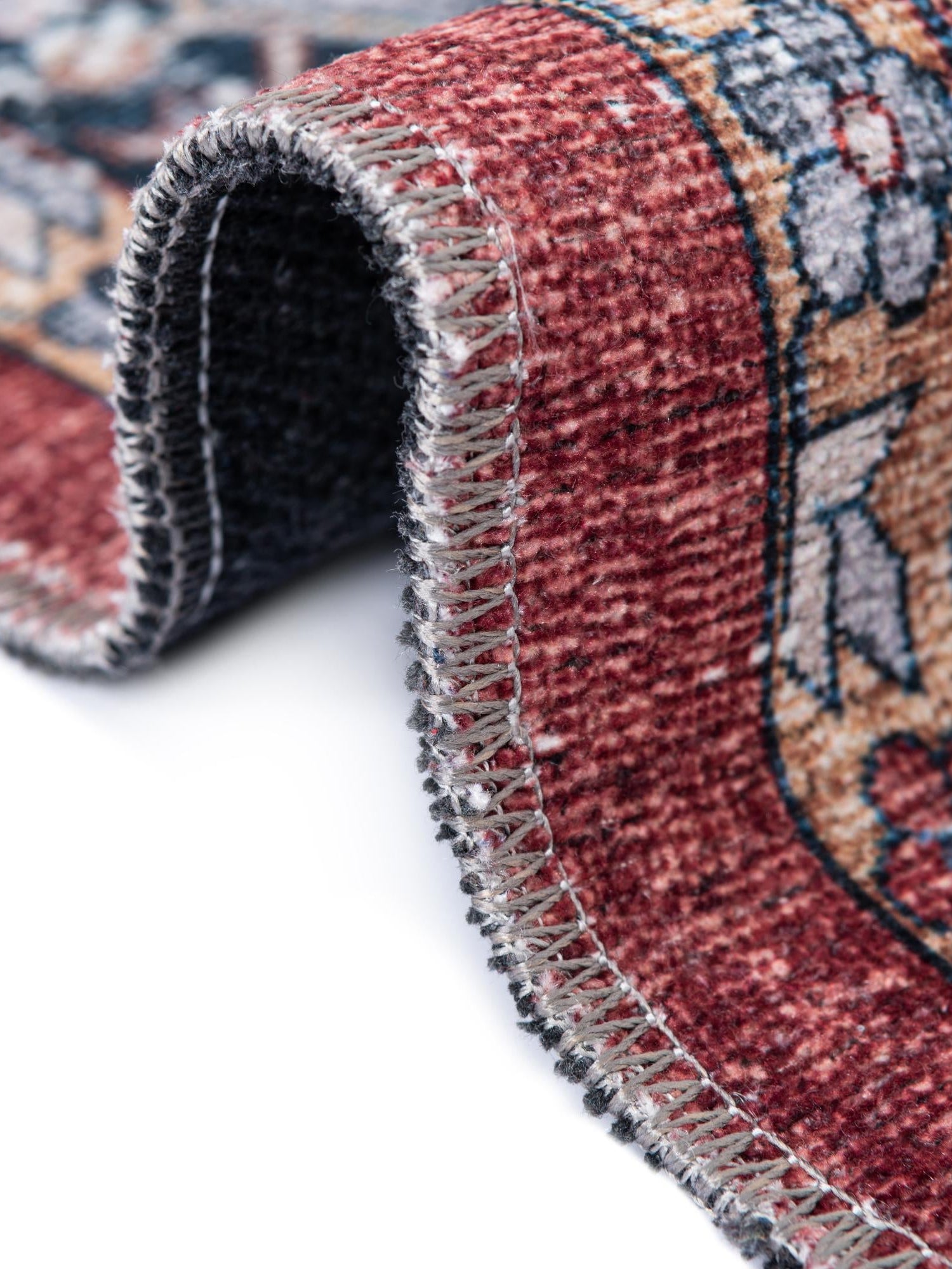 Washable Rust Red 5' x 5' Yara Square Area Rug Easy to Clean Stain Resistant & Durable Polyester & Chenille Carpet for Sale at Rug Engine