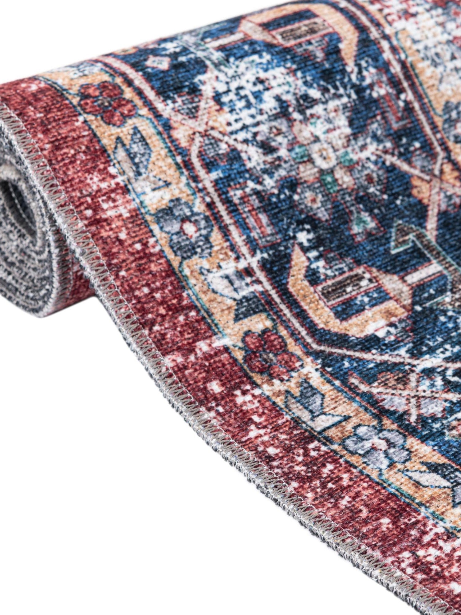 Washable Rust Red 2' x 5' Yara Runner Area Rug Easy to Clean Stain Resistant & Durable Polyester & Chenille Carpet for Sale at Rug Engine