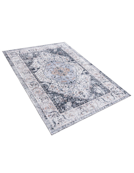 Washable Linen Charcoal 6' x 9' Yara Rectangle Area Rug Easy to Clean Stain Resistant & Durable Polyester & Chenille Carpet for Sale at Rug Engine