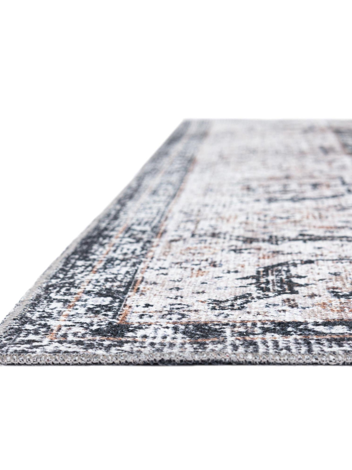Washable Linen Charcoal 7' 1 x 10' Yara Rectangle Area Rug Easy to Clean Stain Resistant & Durable Polyester & Chenille Carpet for Sale at Rug Engine