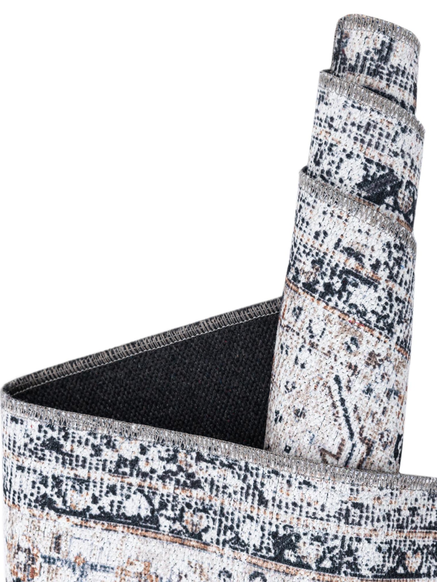 Washable Linen Charcoal 6' x 6' Yara Round Area Rug Easy to Clean Stain Resistant & Durable Polyester & Chenille Carpet for Sale at Rug Engine