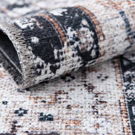 Washable Linen Charcoal 7' 1 x 7' 1 Yara Square Area Rug Easy to Clean Stain Resistant & Durable