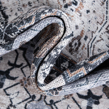 Washable Linen Charcoal 7' 1 x 7' 1 Yara Square Area Rug Easy to Clean Stain Resistant & Durable