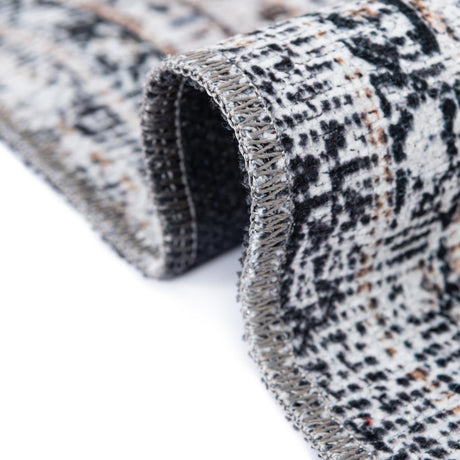 Washable Linen Charcoal 7' 1 x 7' 1 Yara Square Area Rug Easy to Clean Stain Resistant & Durable