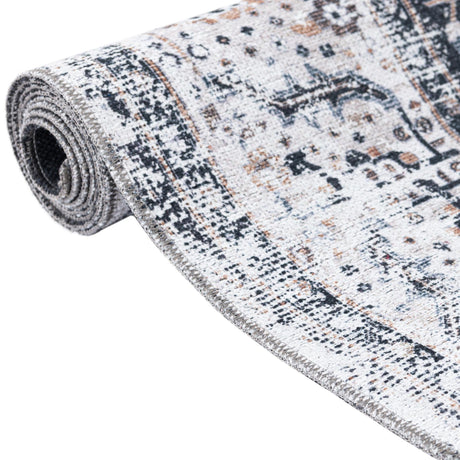 Washable Linen Charcoal 7' 1 x 7' 1 Yara Square Area Rug Easy to Clean Stain Resistant & Durable